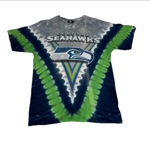 Seattle Seahawks NFL Tie Dye Tee L Blue Green Graphic Football Shirt